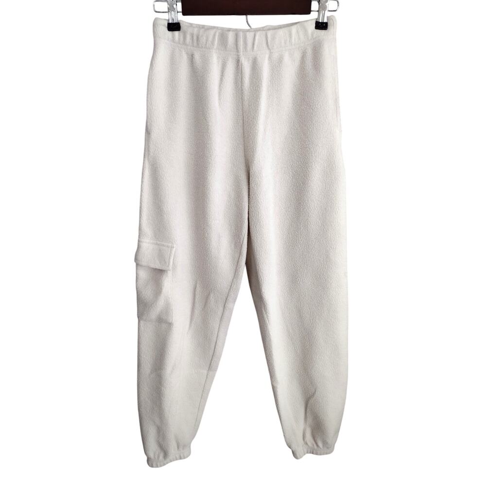 PacSun Ivory White Reverse Fleece Cozy Cargo Baggy Jogger Sweatpants Women's XS